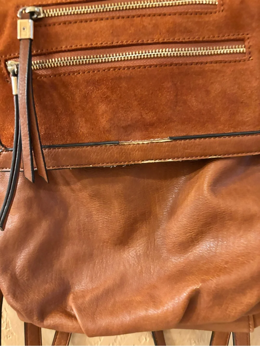 Sole Society Cognac Leather Backpack Tote